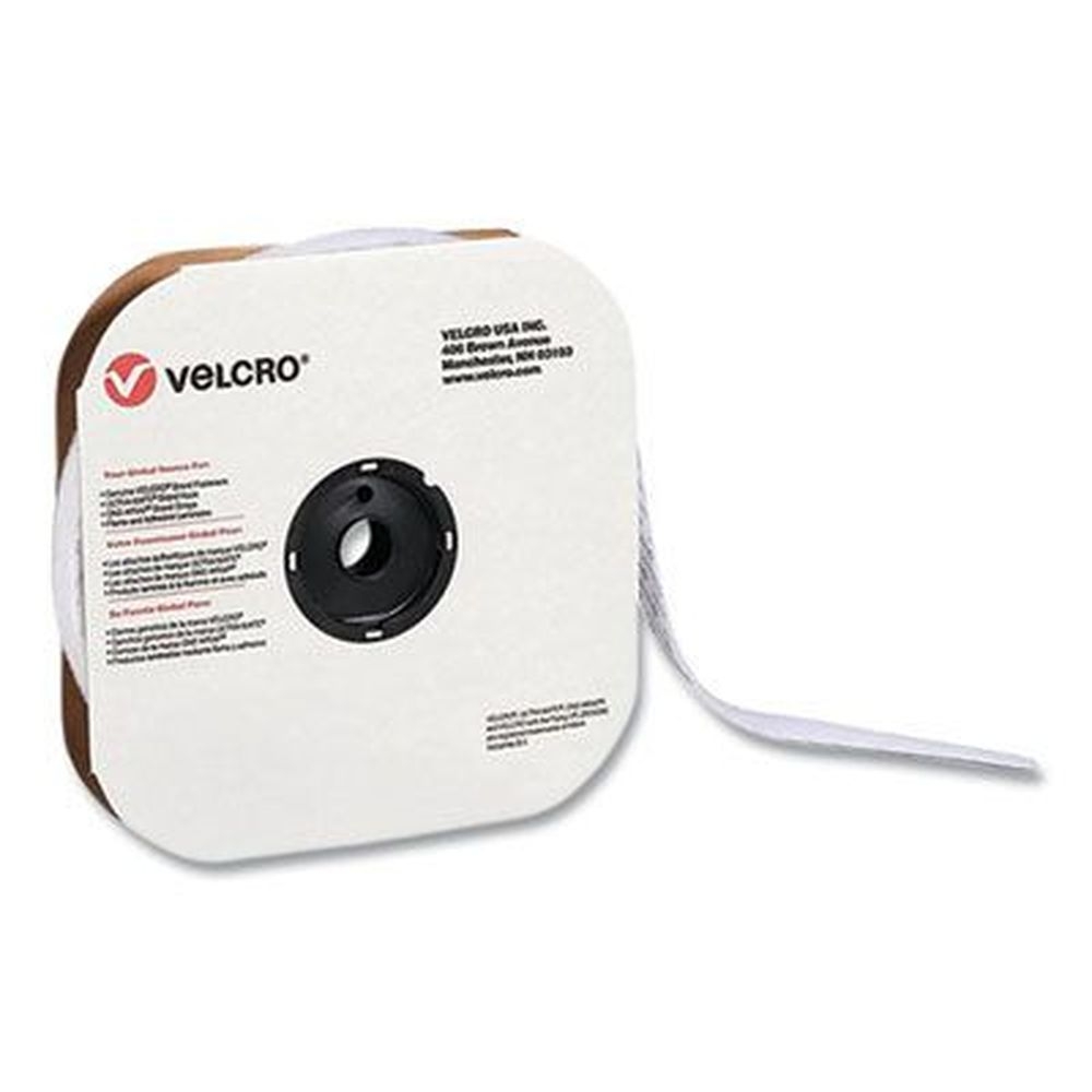 Velcro White Loop Side Sticky-Back Fasteners, 1 inch x 75 Feet roll