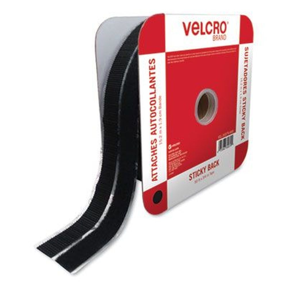 Velcro Black Removable Adhesive Sticky Back Fastener Tape, 0.75 inch x 50 Feet