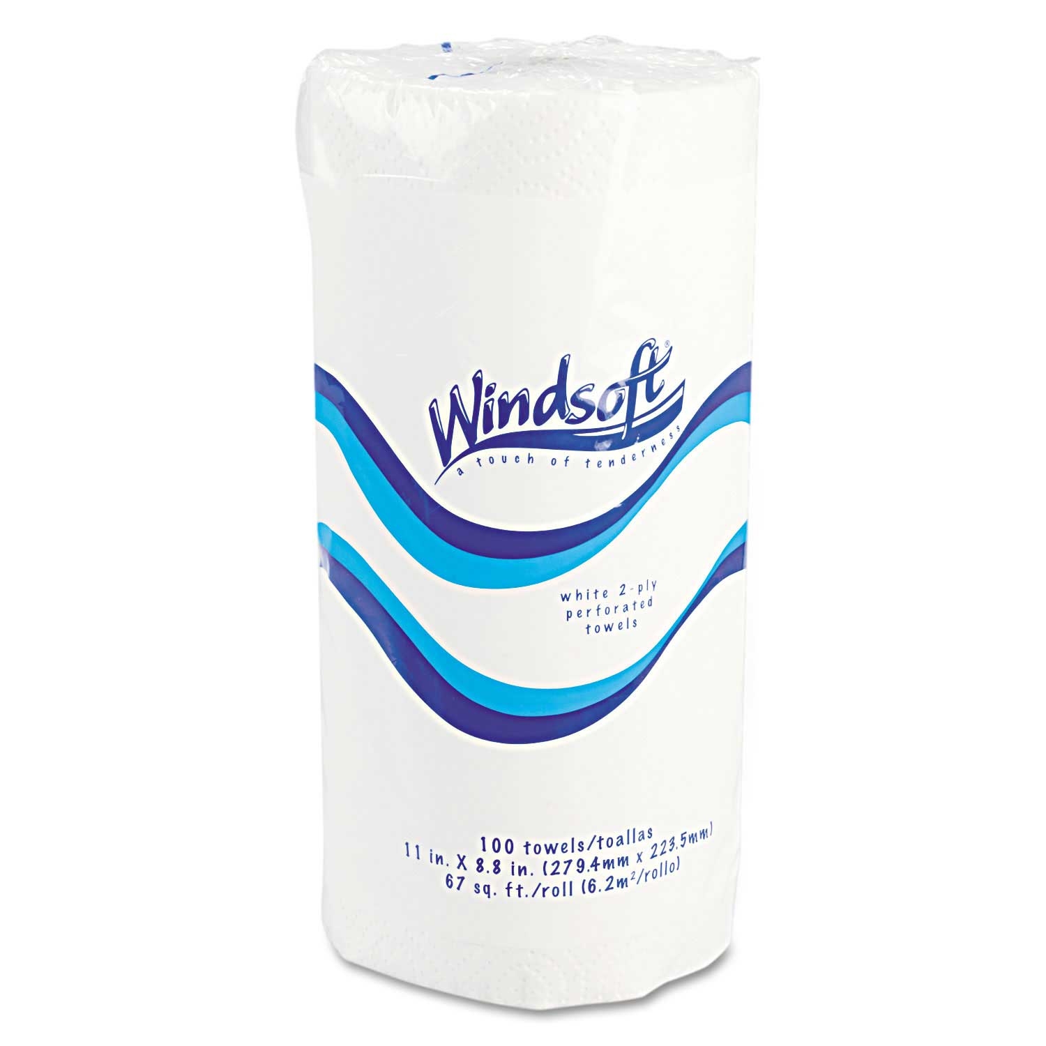 Windsoft White 2-Ply Kitchen Roll Towel, 11 x 8.8 inch - 100 count per roll -- 1 roll per case