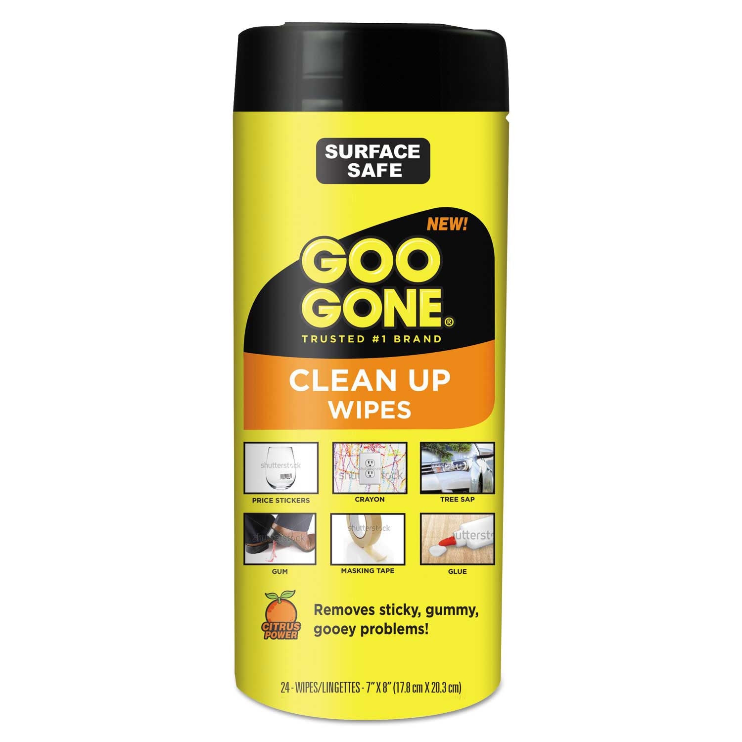 Goo Gone Citrus Scent White Clean Up Wipe, 8 x 7 inch - 24 count per pack -- 4 packs per case