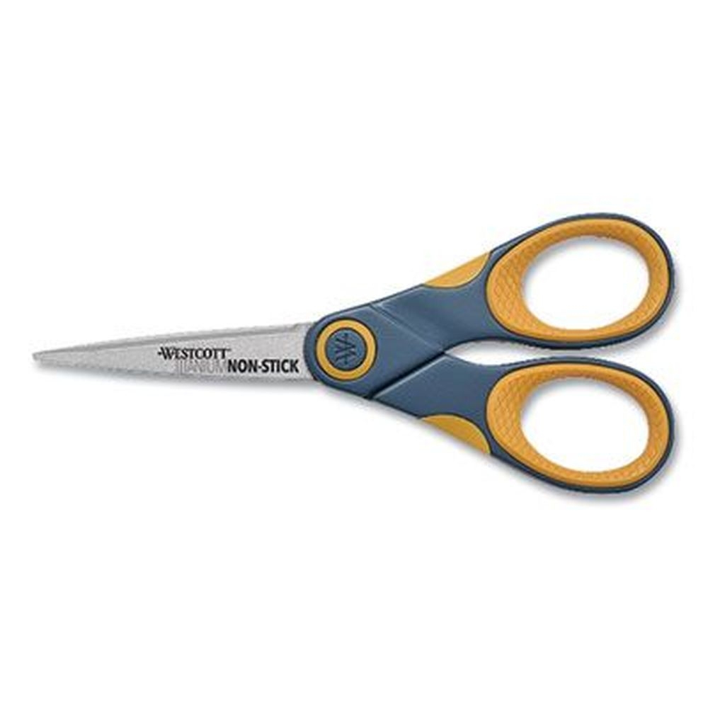 Westcott Titanium Bonded Scissor with Gray/Orange Straight Handle, 5 inch Long