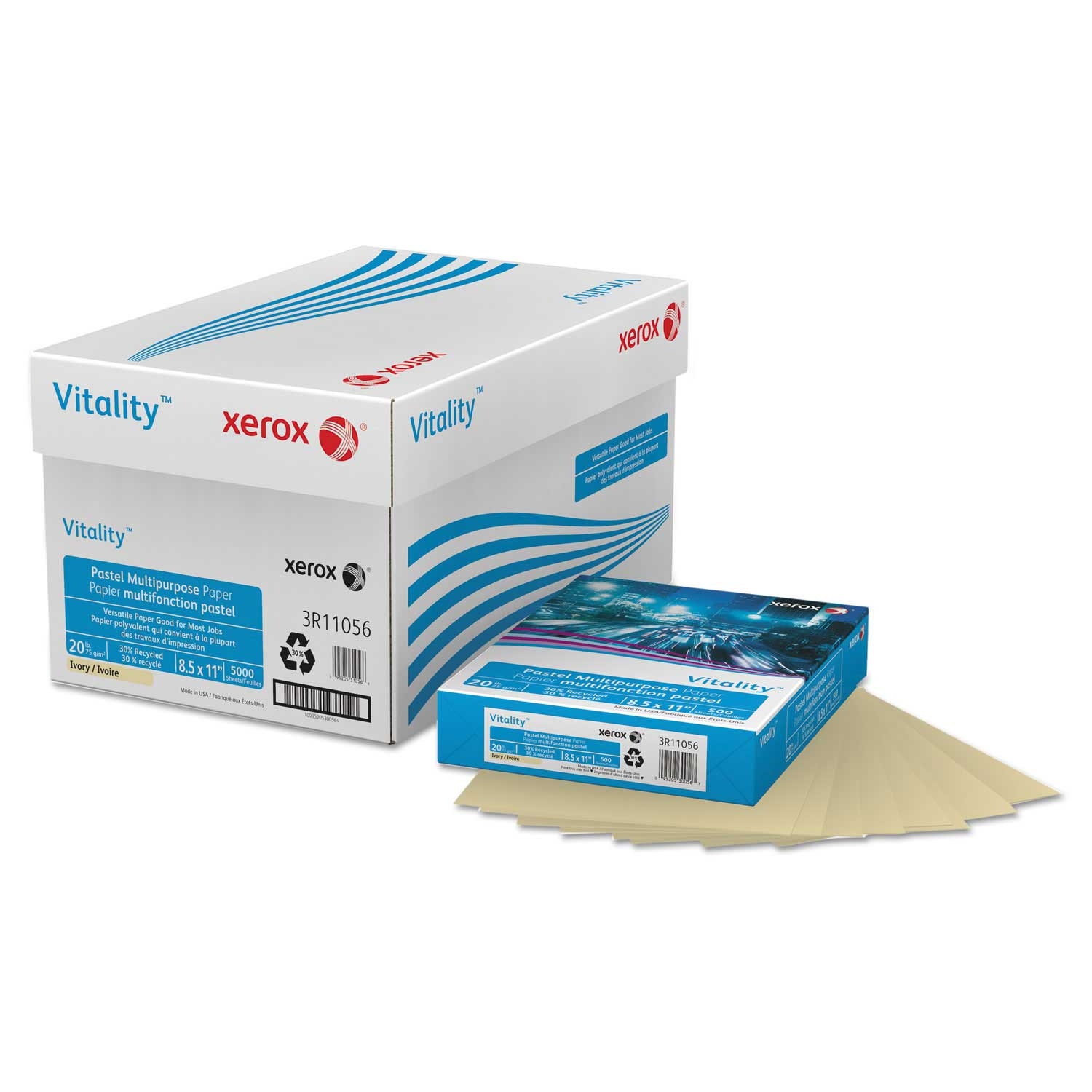 Xerox Ivory Multipurpose Pastel Colored Paper, 8.5 x 11 inch - 500 count per reem -- 1 reem per case