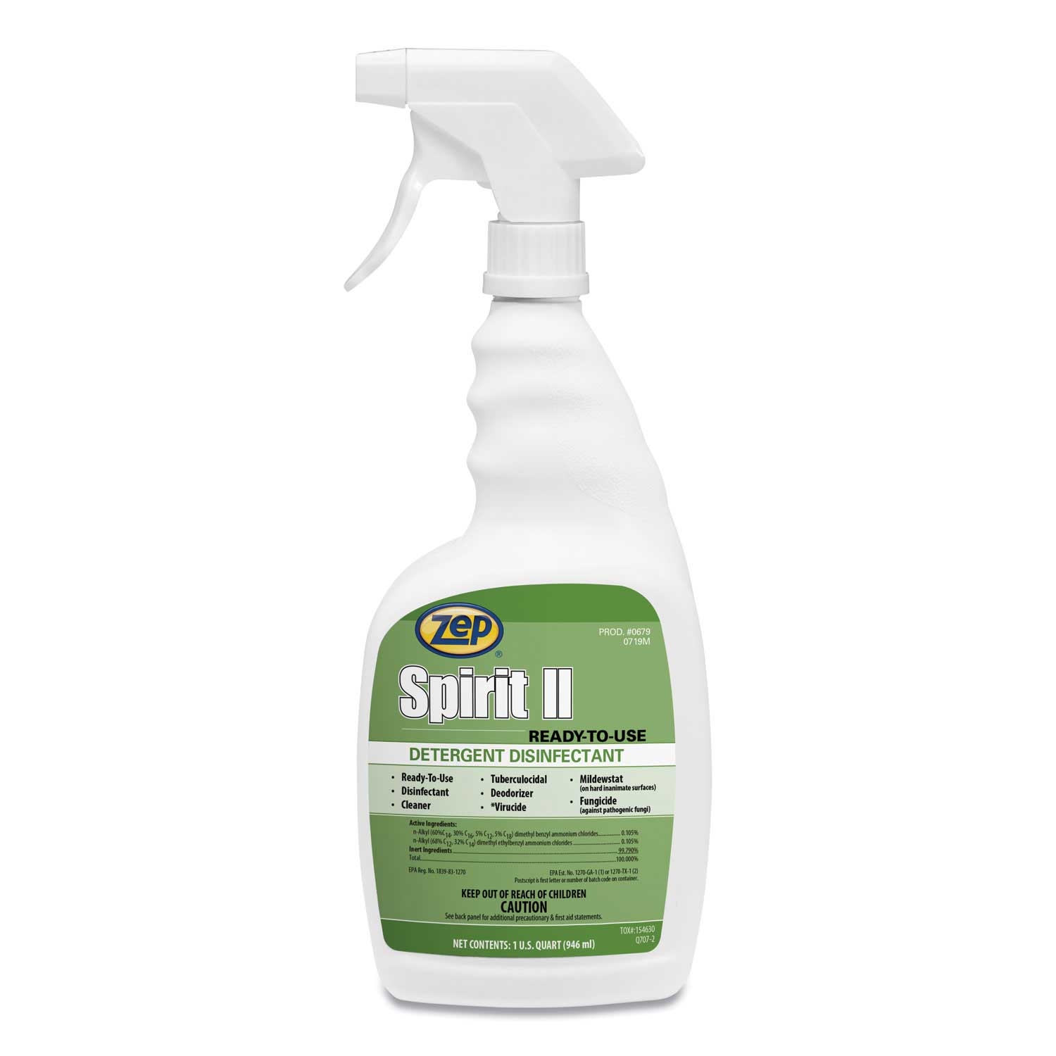 Zep Citrus Scent Spirit Ii Ready To Use Disinfectant Spray, 32 Ounce Bottle -- 12 per case