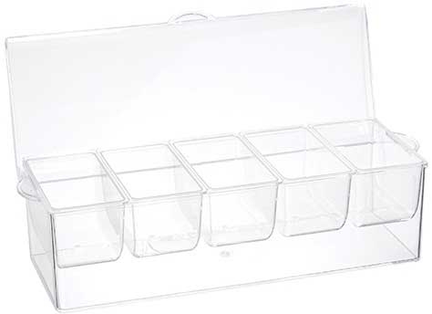 Tablecraft Polystyrene Bar Condiment Holder with Five 1.2 Pint Insert, 16.125 x 6.25 x 5 inch -- 6 per case (