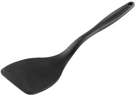 Tablecraft Black Silicone and Stainless Steel Solid Spatula, 12.875 inch Length