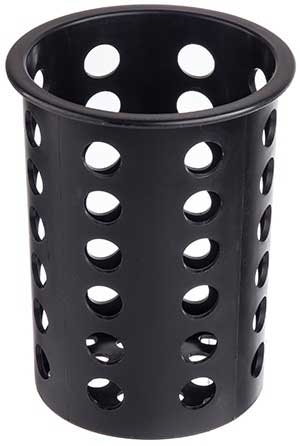 Tablecraft Black Polypropylene Flatware Cylinder, 4 3/8 inch Dia x 5 1/2 inch -- 12 per case
