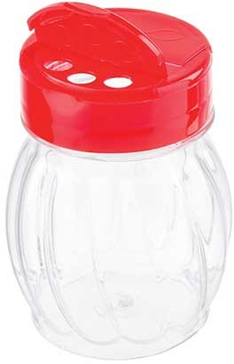 Tablecraft Red Plastic Flip Top Glass Shaker, 6 Ounce -- 12 per case.