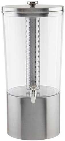Tablecraft Single Stainless Steel Upscale Beverage Dispenser with Tritan Plastic and Nickel Plated ABS Faucet, 4.5 Gallon Capacity