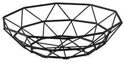 Tablecraft Delta Series Black Powder Coated Steel Round Wire Basket, 8 inch Dia.