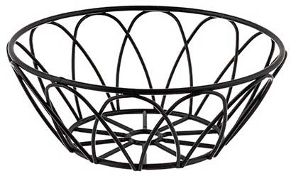Tablecraft Petal Collection Black Powder Coated Metal Round Serving Basket, 6 x 6 x 2.25 inch