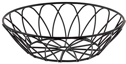 Tablecraft Petal Collection Black Powder Coated Metal Round Serving Basket, 8 x 8 x 2.5 inch