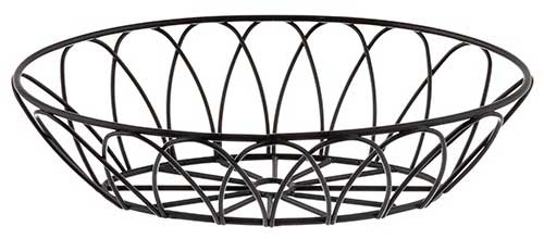 Tablecraft Petal Collection Black Powder Coated Metal Oval Serving Basket, 9 x 6 x 2.5 inch