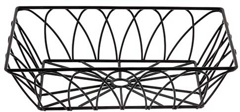 Tablecraft Petal Collection Black Powder Coated Metal Rectangular Serving Basket, 9 x 6 x 2.5 inch