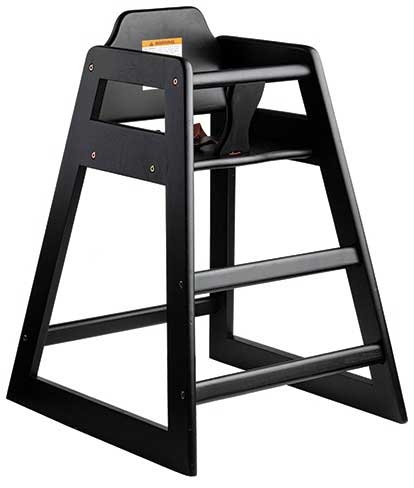 Tablecraft Black Finish ASTM Unassembled Wood High Chair, 20 1/8 x 23 x 29 1/2 inch