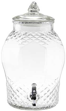 Tablecraft Decorative Clear Glass Beverage Dispenser, 2 Gallon
