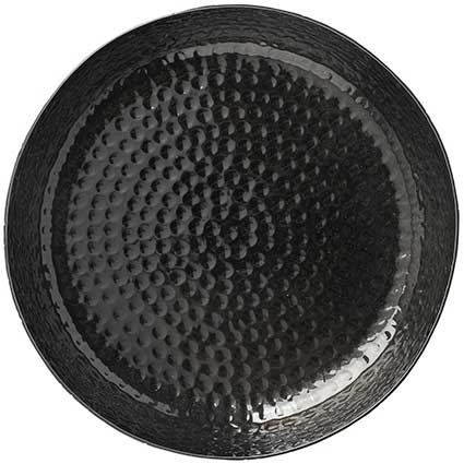 Tablecraft Crackle Pattern Black Powder Coated Finish Round Platter, 8.5 inch