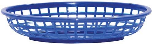 Tablecraft High Density Polyethylene Royal Blue Classic Oval Basket, 9.375 x 6 x 1.875 inch -- 36 per case