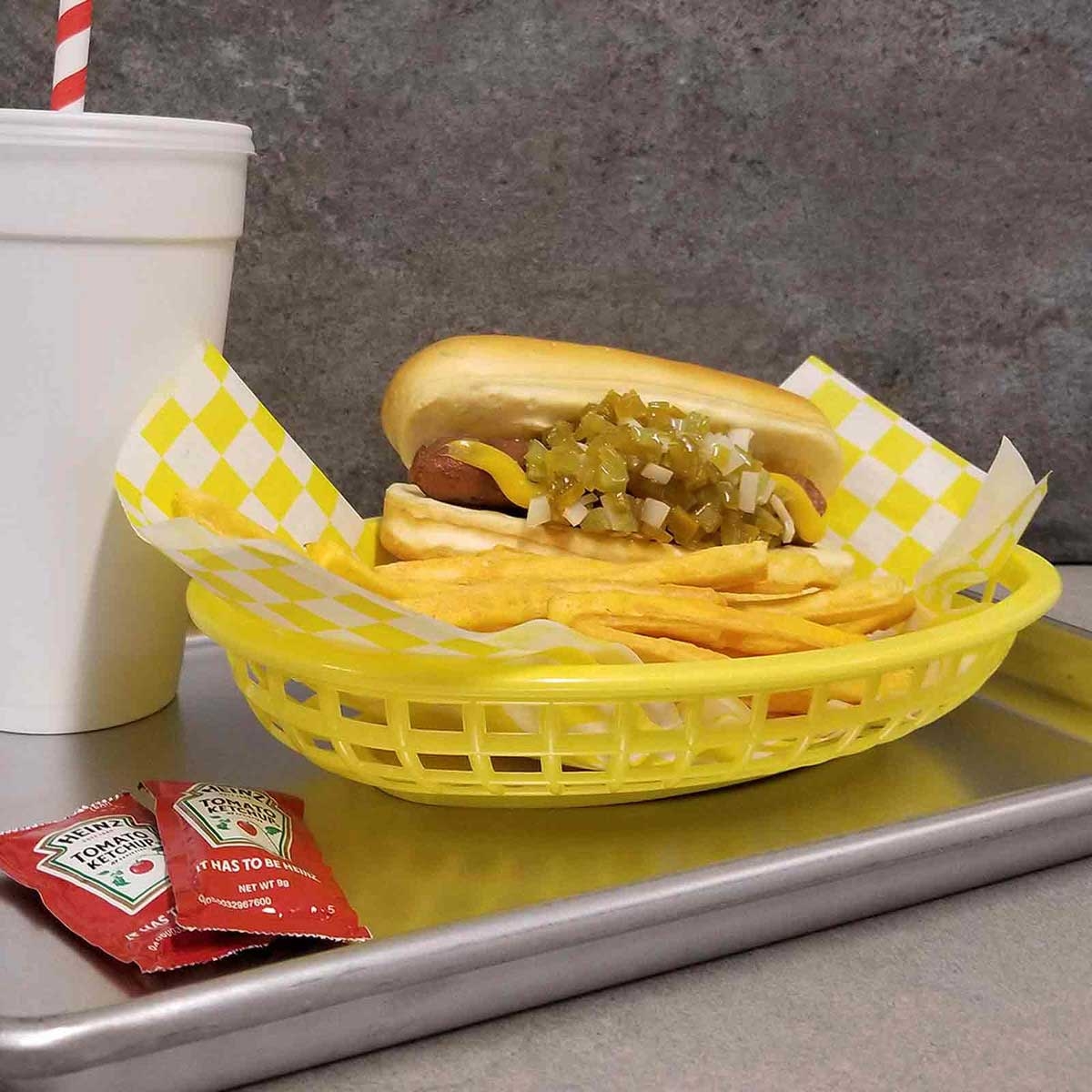 Tablecraft Plastic Yellow Oval Classic Basket, 9.3 x 6 x 1.875 inch -- 36 per case