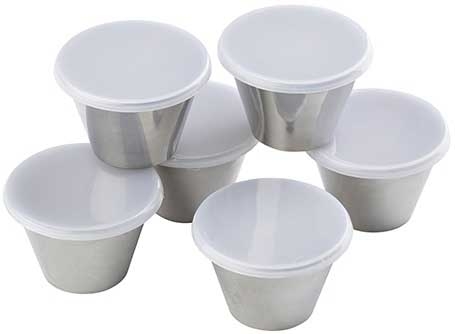 Tablecraft Round Stainless Steel Ramekin with Clear Lid, 3 Ounce, 6 count per pack -- 6 packs per case