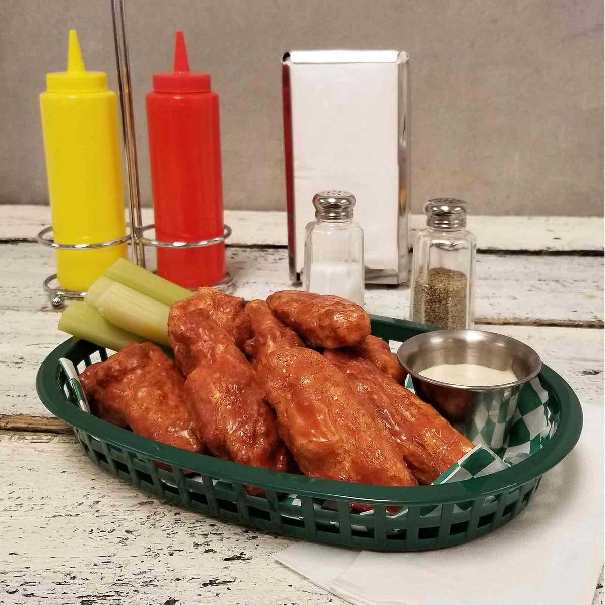 Tablecraft Plastic Forest Green Oval Chicago Basket, 10.5 x 7 x 1.5 inch -- 36 per case