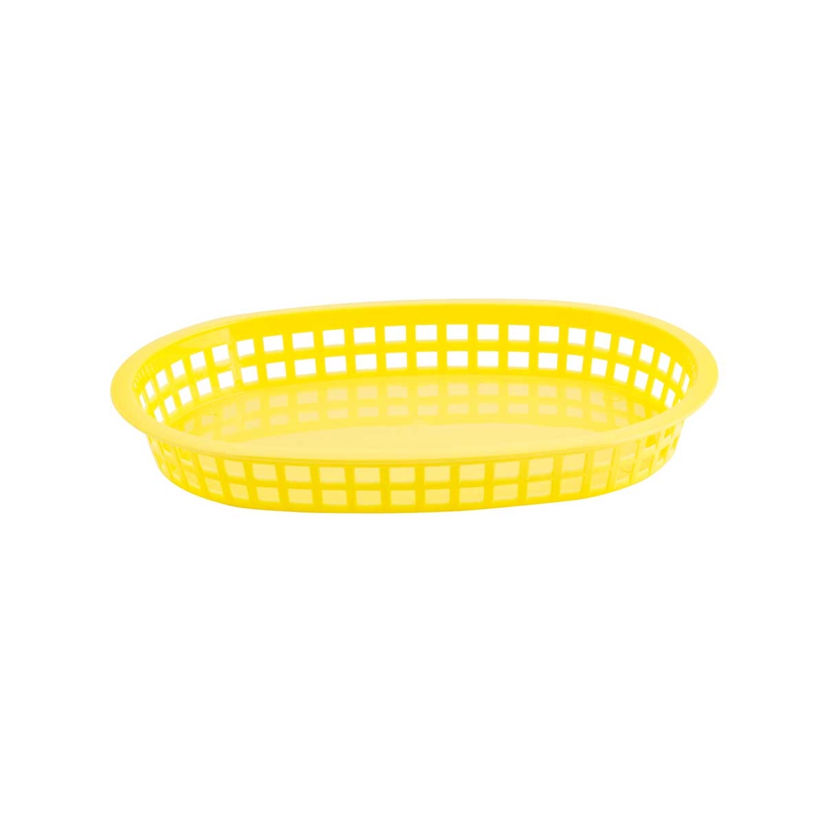 Tablecraft Plastic Yellow Oval Chicago Basket, 10.5 x 7 x 1.5 inch -- 36 per case