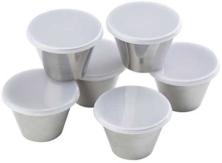 Tablecraft Round Stainless Steel Ramekin with Clear Lids, 5 Ounce, 6 count per pack -- 6 packs per case