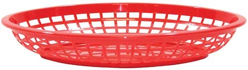 Tablecraft Red Jumbo Oval Polypropylene Basket, 11.75 x 8.875 x 1.875 inch -- 36 per case