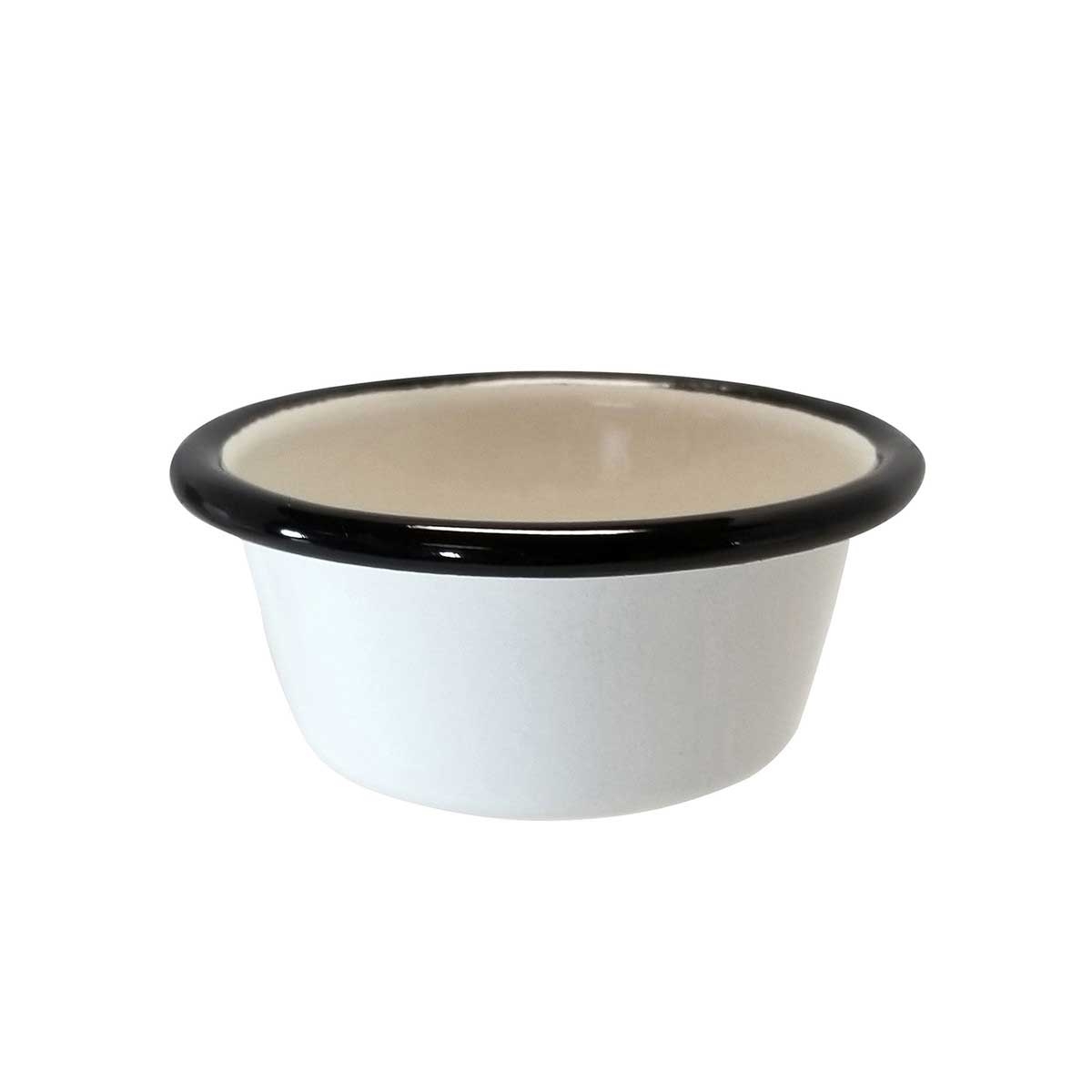 Tablecraft Enamelware Collection Round Creamy White with Black RimRamekin, 5 Ounce Capacity