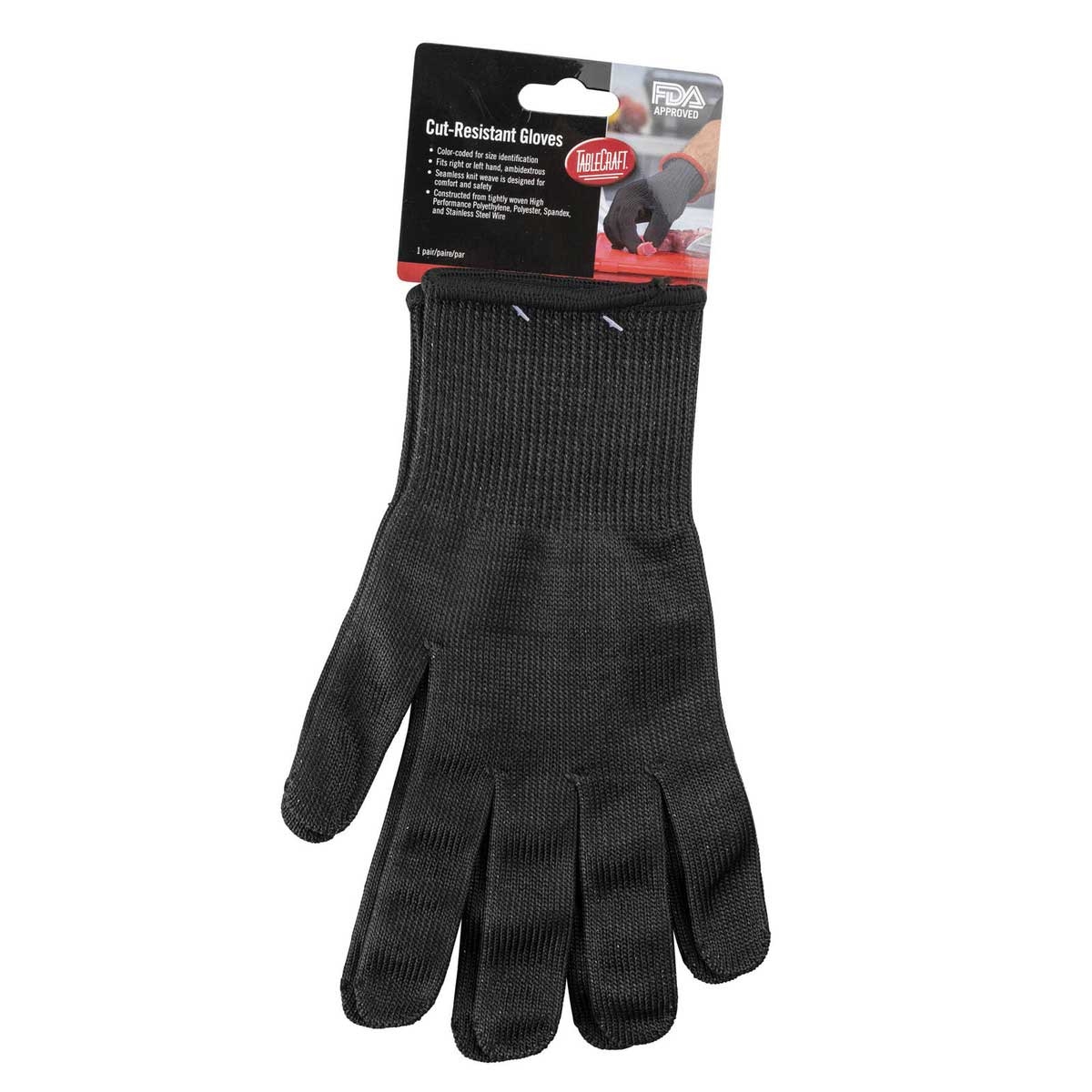 Tablecraft The Protector Extra Large Cut Resistant Black Cuff Black Glove, 10 x 5.375 x 0.125 inch