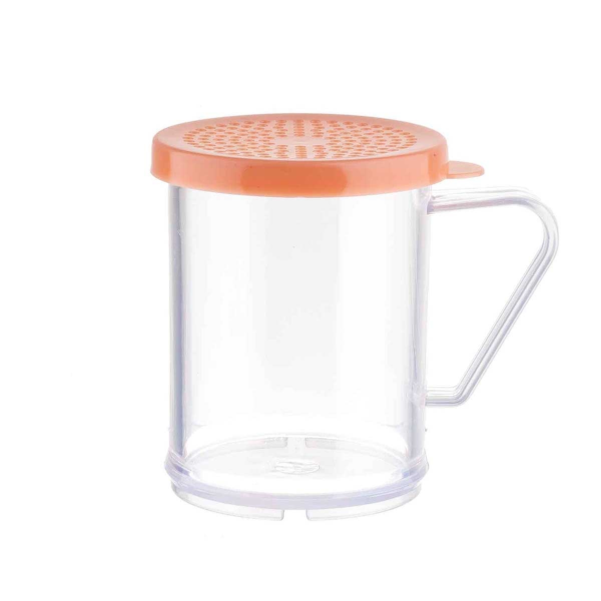 Tablecraft Plastic Dredge with Dusty Rose Medium Ground Lid, 10 Ounce -- 12 per case