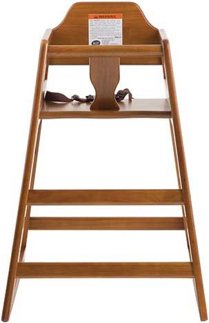 Tablecraft Wood Walnut Finish Assembled High Chair, 19.75 x 19.75 x 29 inch