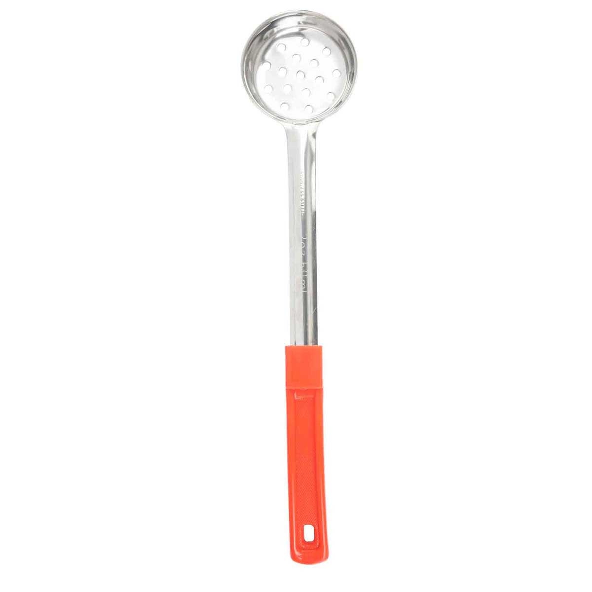 Tablecraft Stainless Steel Solid One Piece Spoonout with Red Handle, 2 Ounce