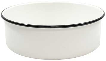Tablecraft Enamelware Collection Creamy White with Black Rim Round Serving Tray, 10.125 x 10.125 x 3.625 inch