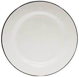 Tablecraft Enamelware Collection Creamy White with Black Rim Round Plate, 10 inch Diameter
