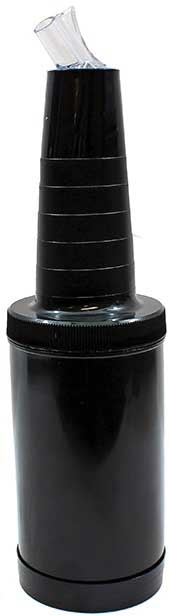Tablecraft Pourmaster Black Bottle and Cap with Clear Spout Complete Set, 1 Quart -- 12 per case