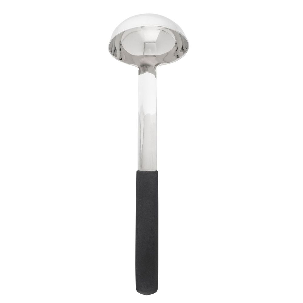 Tablecraft Antimicrobial Black Vinyl Coated Stainless Steel 3 Ounce Ladle with 9 inch Handle, 3.25 x 2.875 x 10.375 inch