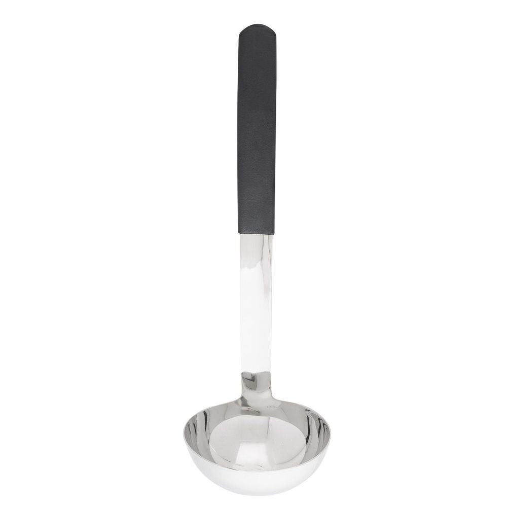 Tablecraft Antimicrobial Black Vinyl Coated Stainless Steel 4 Ounce Ladle with 9 inch Handle, 3.5 x 3.125 x 10.5 inch
