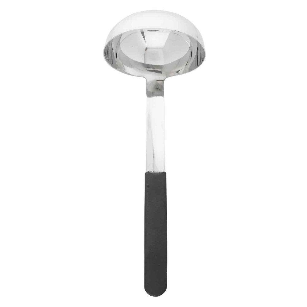 Tablecraft Antimicrobial Black Vinyl Coated Stainless Steel 6 Ounce Ladle with 9 inch Handle, 4 x 3.5 x 10.625 inch