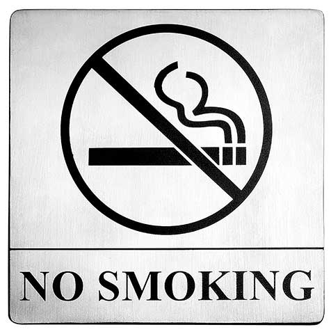 Tablecraft 200 Series Stainless Steel Contemporary Square No Smoking Sign, 5 x 0.125 x 5 inch