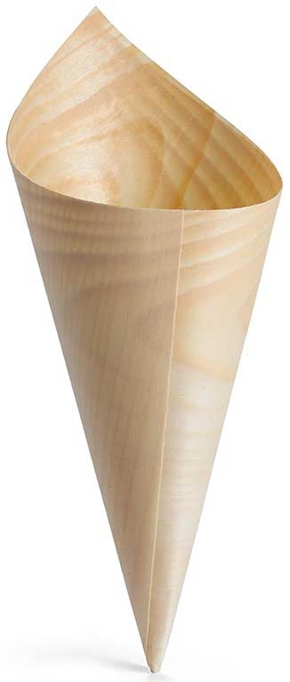 Tablecraft Large Disposable Serving Cone Wood(Pine), 2.875 x 3.5 x 7 inch, 50 count per pack -- 12 packs per case