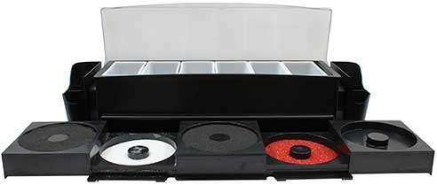 Tablecraft Black Polystyrene Base Ultimate Garnish Station, 24.75 x 7.25 x 6.25 inch