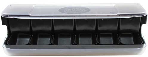 Tablecraft ABS First In First Out Garnish Station Bar Condiment Holder with Six 1.25 Pint Black Inserts, 20.125 x 6.625 x 6.375 inch