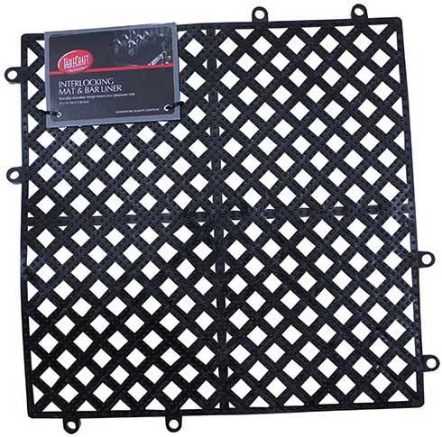 Tablecraft Black PVC Interlocking Non-Slip Bar Mat, 12 x 12 inch