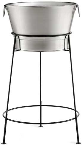 Tablecraft Stainless Steel Black Powder Coated Steel Single Wall Beverage Tub with Black Stand, 11 Gallon