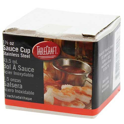 Tablecraft Stainless Steel Round Sauce Cup, 1.5 Ounce - 12 count per pack -- 8 packs per case.