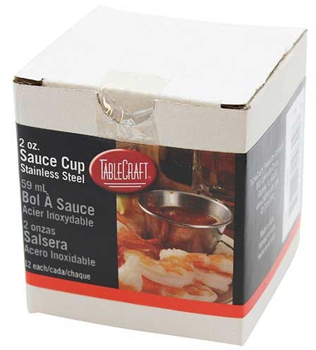 Tablecraft Stainless Steel Round Sauce Cup, 2 Ounce - 12 count per pack -- 8 packs per case.