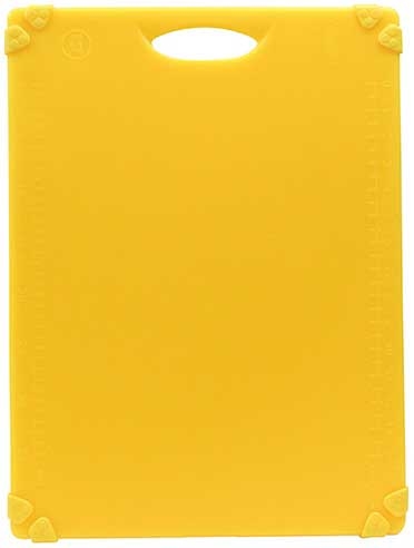 Tablecraft Grippy Polypropylene Yellow Color Coded Cutting Board with TPE Grips, 20 x 15 x 0.625 inch