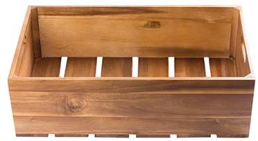 Tablecraft Acacia Wood Full Size Gastro Serving and Display Crate, 20.75 x 12.75 x 6.25 inch