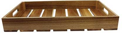 Tablecraft Acacia Wood Half Size Gastronorm Display Crate, 12.75 x 10.375 x 2.75 inch
