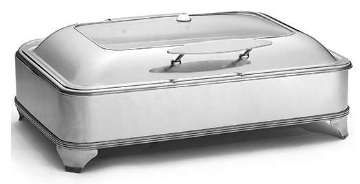 Tablecraft Stainless Steel Polished Finish 700 Watt Full Size Quickview Electric Chafer with Stand, 23 x 17 x 6 inch